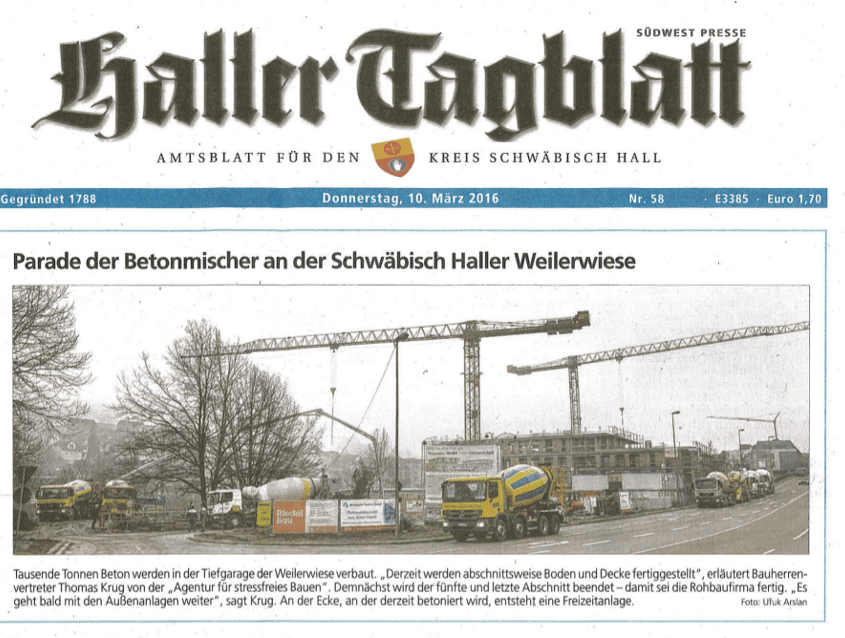 Effektive Kommunikation - Pressebericht zum Projekt Weilerwiese im Haller Tagblatt